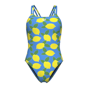Жіночий купальник Arena LEMONS SWIMSUIT LACE PLUS BACK turquoise multi-multi-turq 010704-858 фото