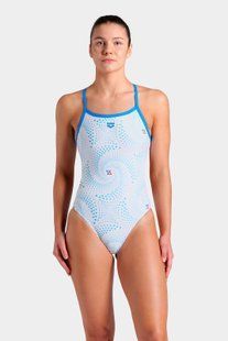 Жіночий купальник Arena FIREFLOW SWIMSUIT blue river-white multi 008598-810 фото