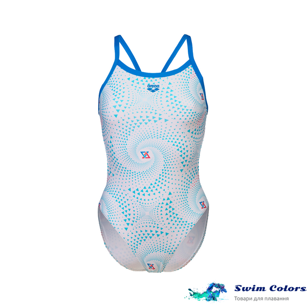 Жіночий купальник Arena FIREFLOW SWIMSUIT blue river-white multi 008598-810 фото