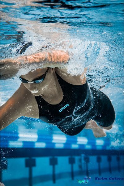 Жіночий комбінезон для плавання Arena VELOCE OB black, teal 011279-100 фото