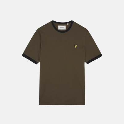 Чоловіча футболка Lyle & Scott RINGER T-SHIRT Olive/ Jet Black TS705VOG-W497 фото