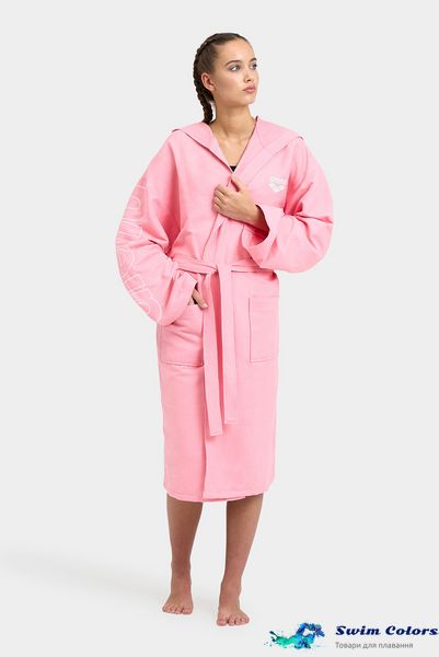 Халат мікрофібро Arena ZEAL PLUS BATHROBE pink-white 005308-301 фото