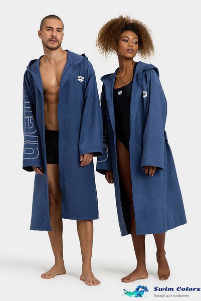 Халат мікрофібро Arena ZEAL PLUS BATHROBE navy-white 005308-201 фото