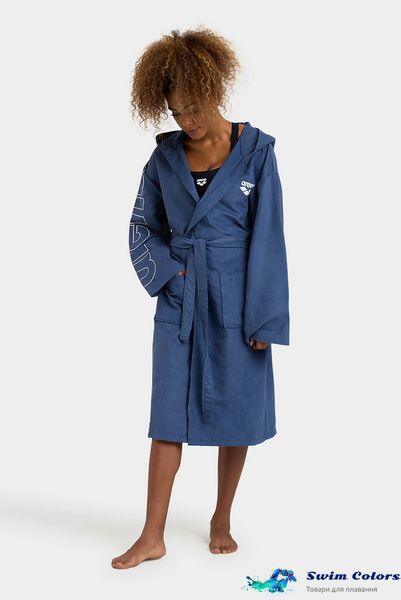 Халат мікрофібро Arena ZEAL PLUS BATHROBE navy-white 005308-201 фото